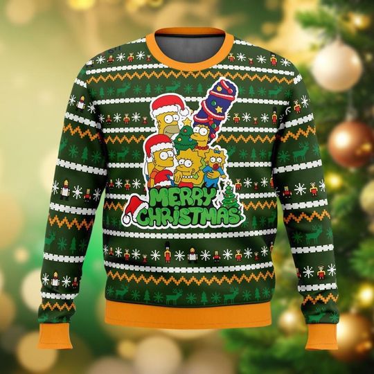 The Simpsons Ugly Christmas Sweater, Santa Simpsons Family Xmas Sweater, Homer Simpsons Ugly Sweater, Christmas Sweater For Women Men