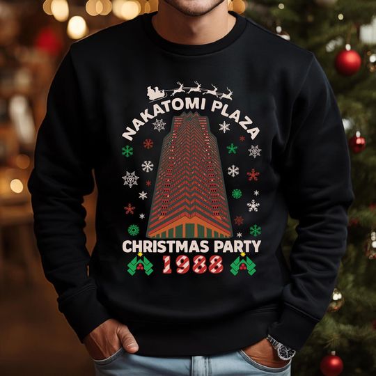 Nakatomi Plazza Christmas Party 1988 Sweatshirt, Funny Die Hard Jumper, Retro 80s Xmas Hoodie, Nakatomi Fan Gift, Festive Holiday T Shirt