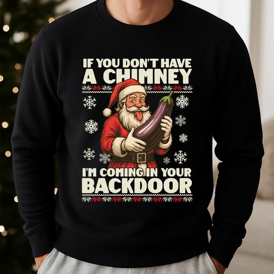 Discover Funny Santa Christmas Sweater with Offensive Phrase, Adult Holiday Hoodie