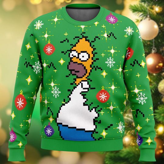 Homer Bush Meme The Simpsons Ugly Christmas Sweater, Simpsons Xmas Sweater, Homer Simpson Christmas Shirt, Cartoon Movie Family Sweater