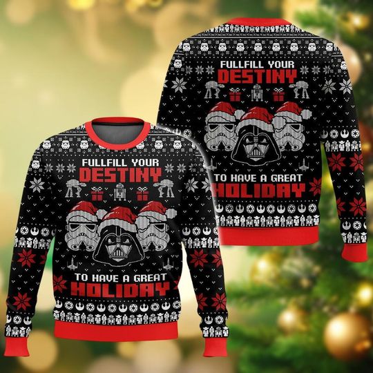 Discover Star Wars Ugly Christmas Sweater, Darth Vader Stormtrooper Santa Holiday Sweater Men Women Kid, Disneyland Xmas Shirt, Xmas Gift Idea