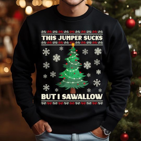 Discover Funny Christmas Jumper with Humorous Text, Adults' Xmas Sweatshirt