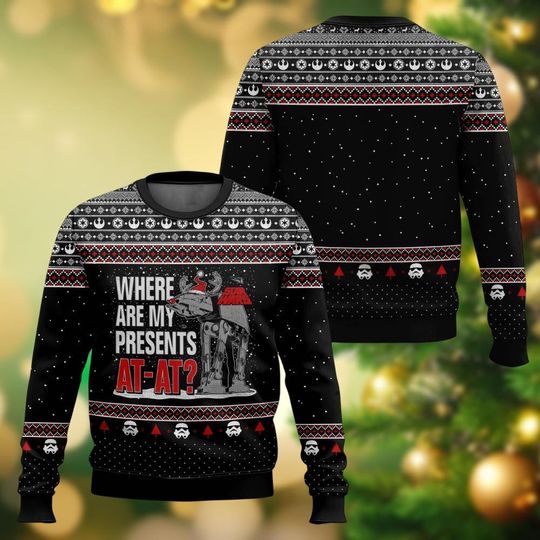 Discover Star Wars Christmas Where Are My Presents AT-AT Sweater, Star Wars Christmas Ugly Sweater, Disneyland Family Vacation Trip Sweater Gift