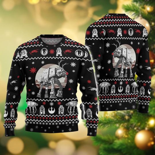 Discover Star Wars ATAT Christmas Sweater, Disney Star Wars Holiday Sweater, Sci fi Xmas Sweater Men Women Kid, Galaxy Edge Shirt,Christmas Gift