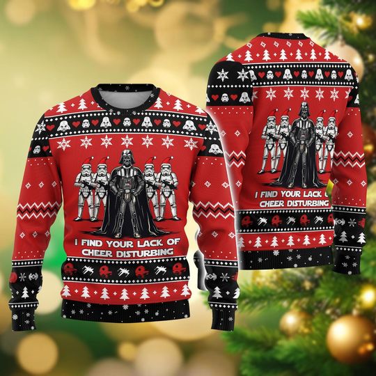 Discover Disney Star Wars Christmas Sweater, Darth Vader Lack of Cheer Sweater, Stormtrooper Xmas Sweatshirt, Disneyland Gift for Men Women Kids