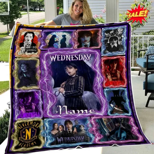 Personalized Wednesday Blanket, Blanket Gift Ideas, Custom Name Wednesday
