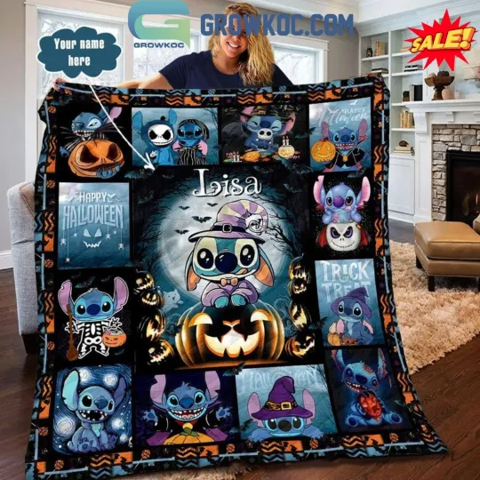 Stitch Happy Halloween Trick Or Treat Night Personalized Blanket