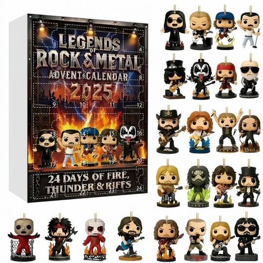 Discover Rock and Metal Advent Calendar Christmas Gifts 2D Flat Acrylic Iconic Music Character Is Suitable for Rock and Metal Fans' Gifts