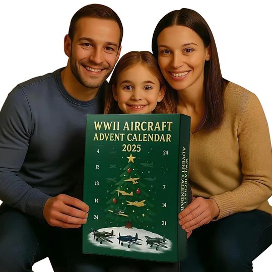 Discover WWII Aircraft 24 Days Christmas Countdown Calendar with 2D Acrylic Warbirds Christmas Advent Calendar Gifts for Aviation Lovers