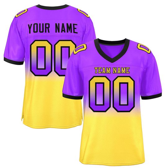 Discover KXK Custom Gradient Fashion Football Jersey Mesh Athletic Sports Shirt Stitched Name Number Cheer jersey Gifts for Men Women Youth Fans