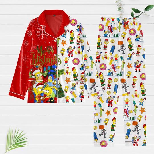 Discover The Simpsons Christmas Pajamas Set, Homer Simpson Pajamas Family, Cartoon Movie Matching Pajamas Set, Christmas Pj Set, Gift For Fans