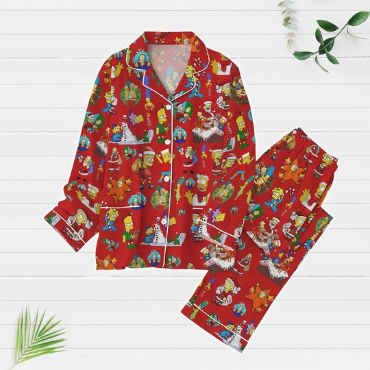 Discover The Simpson Christmas Pajamas, Homer Simpson Matching Pajamas Set, Christmas Pajamas Family, Cartoon Movie Pjs, Xmas Gifts For Fans