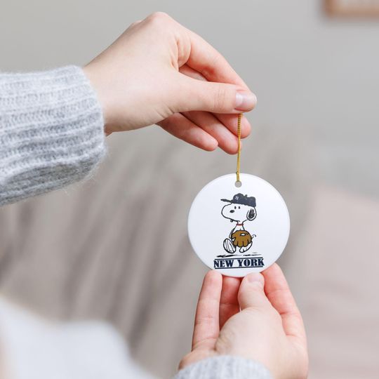 Discover Snoopyy New York Ceramic Ornament, Holiday Decor, Christmas Tree Decoration, Yankee Fan, Unique Gift, Sports Decor, Collector's Item