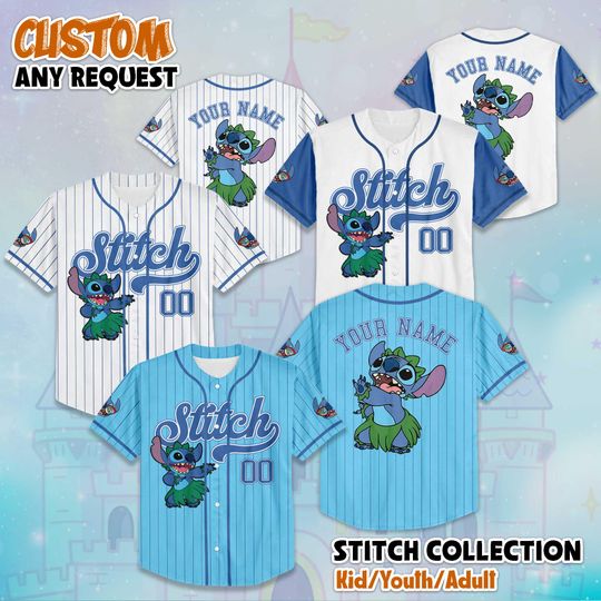 Discover Custom Disney Stitch Hawaii Baseball Jersey, Disney Lilo & Stitch Movie Jersey Shirt, Disney Birthday Gift, Gift For Baseball Fans