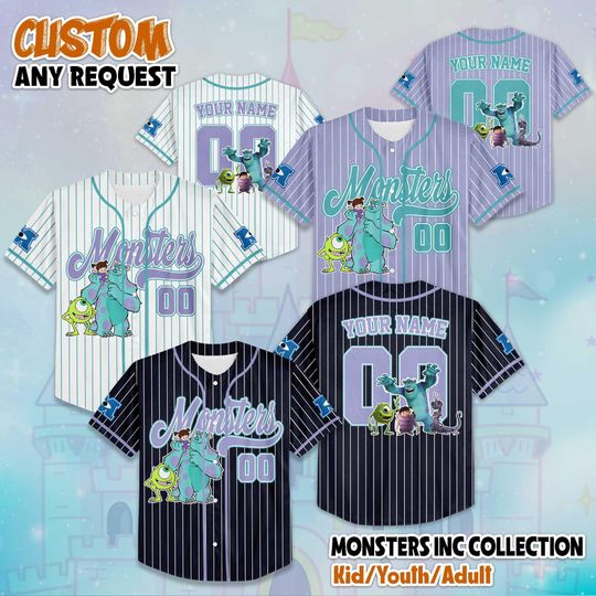 Discover Custom Name and Number Monsters Inc Baseball Jersey, Disney Monsters Inc Birthday Gift, Disney Monsters Inc Baseball Fan Lover Gift