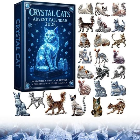 Discover with Mini Kitten Figures Crystal Cat Christmas Advent Calendar 2D Acrylic Design Christmas Tree Decoration