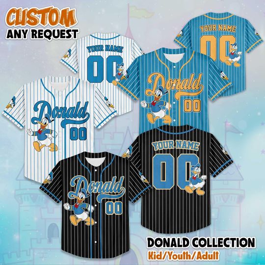 Discover Custom Name and Number Donald Duck Baseball Jersey, Disney Donald Duck Jersey Shirt, Disney Birthday Gift, Disney Baseball Fan Lover Gift