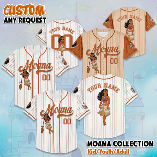 Discover Custom Moana Collection Baseball Jersey, Disney Moana Jersey Shirt, Disneyland Birthday Gift, Disney Baseball Fan Lover Gift