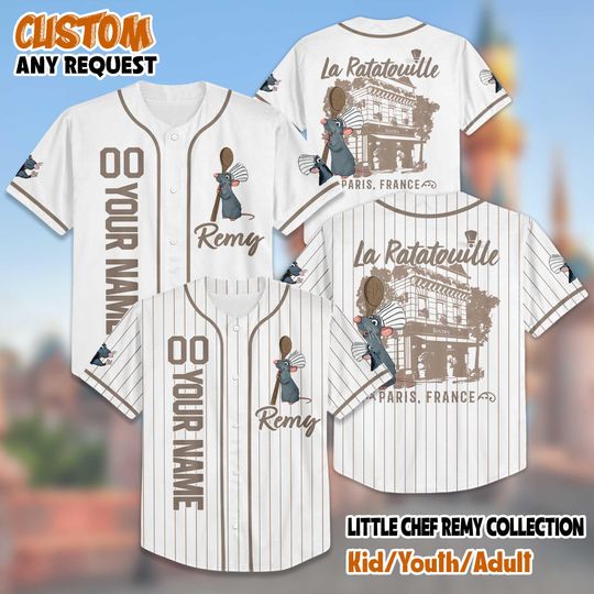 Discover Personalized Little Chef Remy Baseball Jersey, Disney Ratatouille Paris France Jersey Shirt, Ratatouille Movie Shirt, Disney Chef Gift