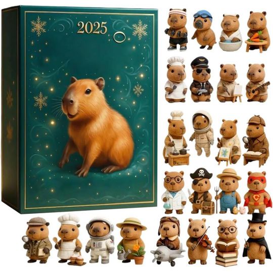 Discover 24 Days Christmas Countdown Calendar with 2D Acrylic Capybara Ornaments Capybara Ornaments Advent Calendar for Kids Adults