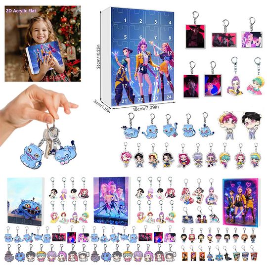 Discover 2025 Countdown Calendars Kpop Demon Hunters Advent Calendar Acrylic Keychains Model Doll Rumi Mira Zoey Children Christmas Gifts