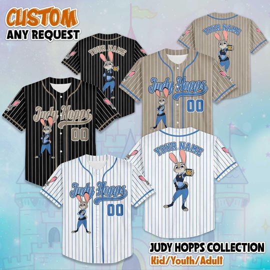 Discover Custom Judy Hopps Zootopia Baseball Jersey, Disney Judy Hopps Jersey Shirt, Disneyland Birthday Gift, Disney Baseball Fan Lover Gift