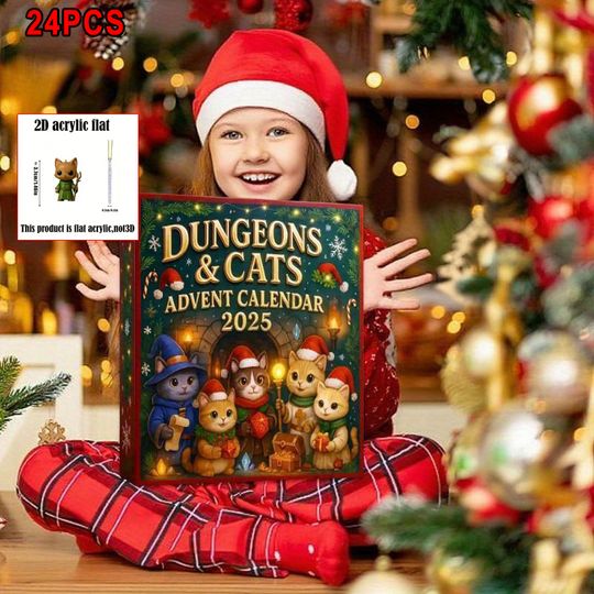 Discover 2025 Animal Advent Calendar Blind Box 2D Flat Magic Cat Acrylic Pendant 24 Days Christmas Countdown Calendar for Cat Lovers