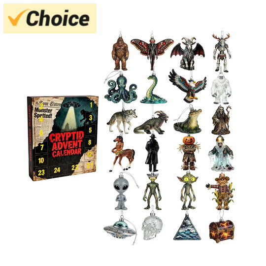 Discover Mysteries of the Unknown, Cryptic 2D Acrylic Advent Calendar 2025, 24 Days of Monster Legends, Collectible Ornaments of Mythical