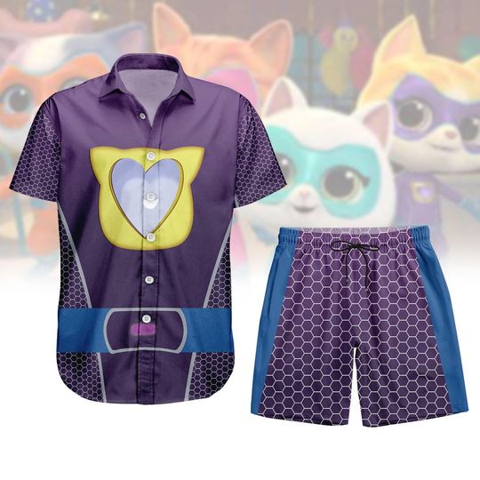 Discover Sparks SuperKitties Button Shirt Shorts, Sparks Costume Shirt, Disney Cartoon Hawaiian Shirt, Halloween Cosplay Outfit, Gift For Her