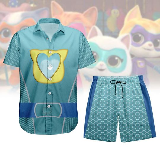 Discover Bitsy SuperKitties Button Shirt, Uniex Shorts, Bitsy Costume Shirt, Disney Cartoon Hawaiian Shirt,Halloween Cosplay Outfit Gift For Her