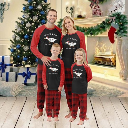 Discover Jolly Goose Family Christmas Pajamas Set, Silly Goose Matching PJs, Animal Lover Sleepwear