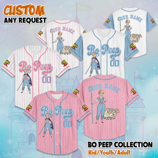 Discover Custom Bo Peep Collection Baseball Jersey, Toy Story Bo Peep Jersey Shirt, Toy Story Birthday Gift, Disney Baseball Fan Lover Gift