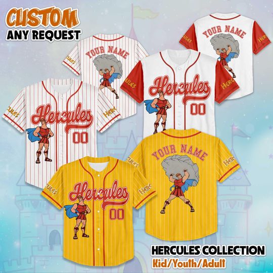 Discover Custom Hercules Collection Baseball Jersey, Disney Hercules Jersey Shirt, Disney Birthday Gift, Disney Hercules Baseball Fan Lover Gift