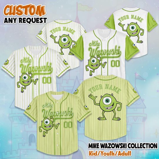 Discover Personalized Mike Wazowski Baseball Jersey, Disney Mike Wazowski Birthday Gift, Disney Monsters Inc Baseball Fan Lover Gift
