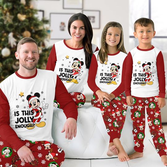 Discover Funny Is This Jolly Enough Family Pajamas, Mickey Minnie Christmas Lights Pjs Set, Disney Mickey's Very Merry Xmas Pajamas, WDW Gifts
