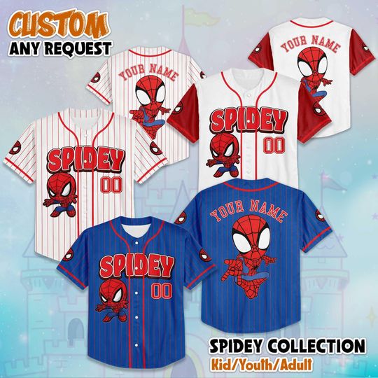 Personalized Spidey And His Amazing Friends Baseball Jersey, Disney Spidey Birthday Gift, Disney Baseball Fan Lover Gift
