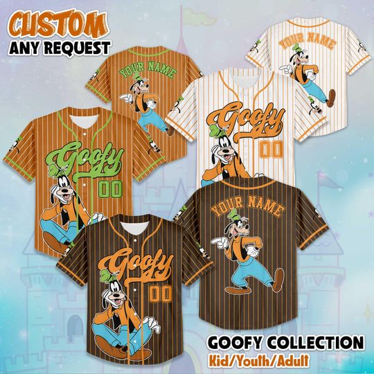 Discover Custom Disney Goofy Dog Baseball Jersey, Disney Goofy Dog Jersey Shirt, Disneyland Birthday Gift, Disney Baseball Fan Lover Gift
