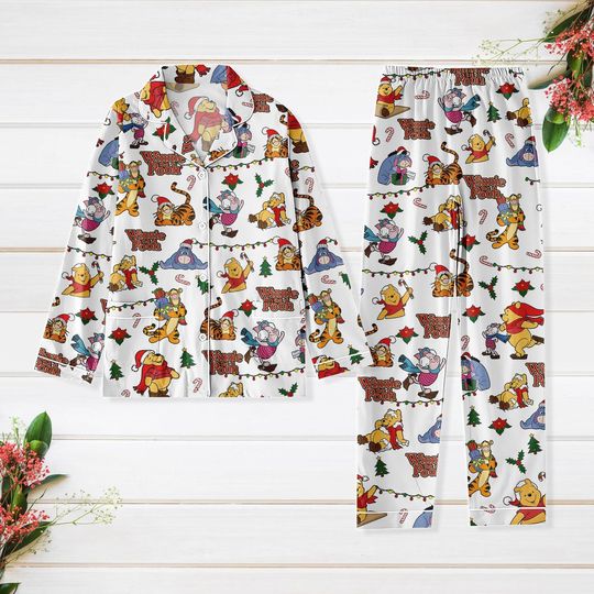 Vintage Winnie the Pooh Christmas Pajama Set for Adults