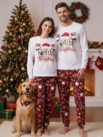 Discover Family Christmas Long Sleeve Pajama Set, Holiday Matching Pajamas, Festive Gift