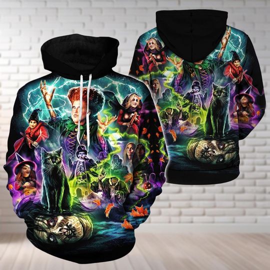 Discover Hocus Pocus Hoodie 3D, Sanderson Sisters Shirt, Vintage Halloween Movie Hoodie, Disney Witch Shirt For Women, Disney Halloween Gift