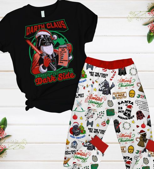 Discover Darth Vader Santa Christmas Pajamas Set, Star Wars Pajama Pants, Disney Magic Kingdom Shirt
