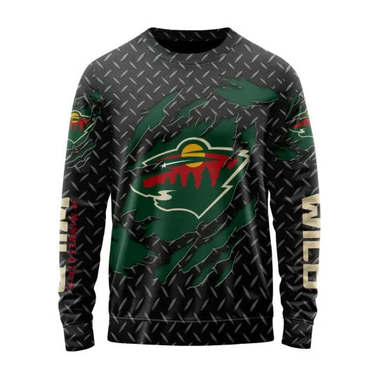 Discover Personalized Minnesota Wild Sweater Special Black Metal