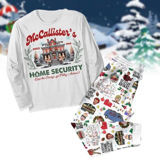 Discover Home Alone Movie Pajamas Set for Adults, Kevin McCallister T-Shirt and Pants, Family Matching Sleepwear