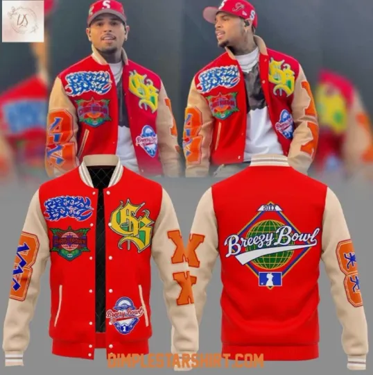 Chris Brown Tour 2025 Red Baseball Jacket Gift For Christmas