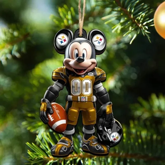 Discover Personalized Pittsburgh Football Team Steeler Mickey Mouse Christmas Ornament