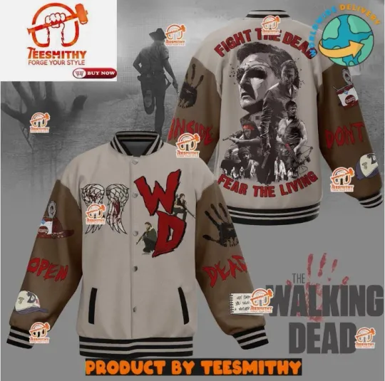 Discover The Walking D Fight The Dead Fear The Living Baseball Jacket
