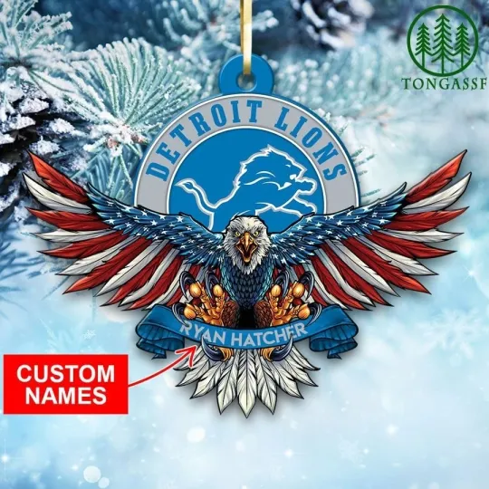 Discover Personalized Detroit Football Team Lions Christmas Ornament Gift Decor