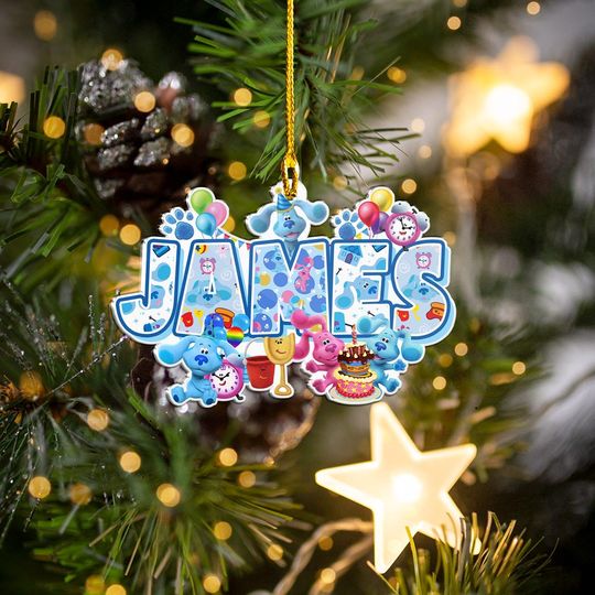Discover Custom Name Blue Clue Movie Acrylic Ornament, Blue Clue Birthday Ornament, Christmas Tree Decor, Family Matching, Xmas Party Gifts 2025