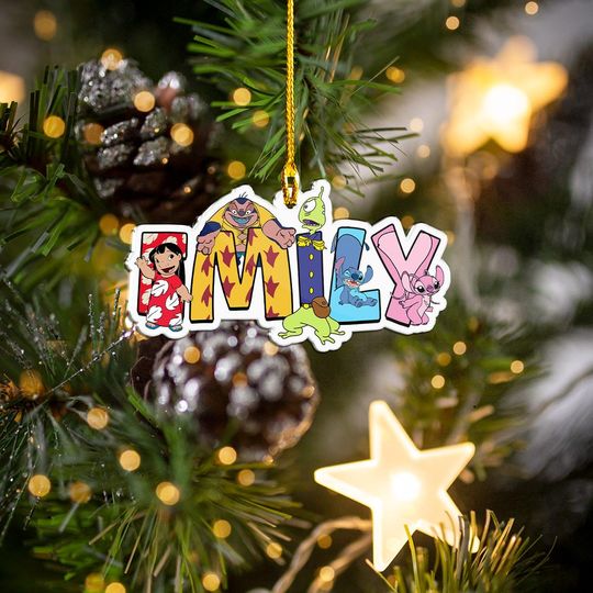 Discover Custom Name Lilo And Stitch Character Acrylic Ornament, Disneyland Movie Christmas Ornament, Christmas Tree Decor, Stitch Xmas Gifts 2025
