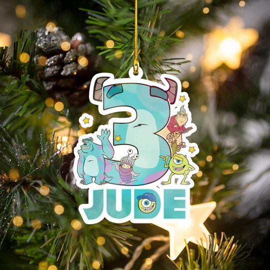 Discover Disneyland Monster Inc Acrylic Ornament with Custom Name, Sulley and Mike Wazowski, Birthday and Christmas Tree Decor